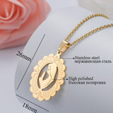 HOBBORN Trendy Women Men Religious Necklace Stainless Steel Gold Color CZ Crystal Virgin Mary Maria Necklaces &amp; Pendants Jewelry