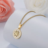 HOBBORN Trendy Women Men Religious Necklace Stainless Steel Gold Color CZ Crystal Virgin Mary Maria Necklaces &amp; Pendants Jewelry