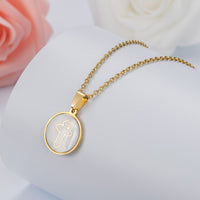 HOBBORN Trendy Women Men Religious Necklace Stainless Steel Gold Color CZ Crystal Virgin Mary Maria Necklaces &amp; Pendants Jewelry