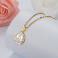 HOBBORN Trendy Women Men Religious Necklace Stainless Steel Gold Color CZ Crystal Virgin Mary Maria Necklaces &amp; Pendants Jewelry