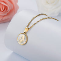 HOBBORN Trendy Women Men Religious Necklace Stainless Steel Gold Color CZ Crystal Virgin Mary Maria Necklaces &amp; Pendants Jewelry