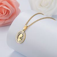 HOBBORN Trendy Women Men Religious Necklace Stainless Steel Gold Color CZ Crystal Virgin Mary Maria Necklaces &amp; Pendants Jewelry