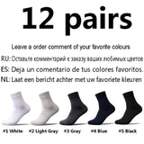 12 Pairs/Lot Plus Size Men&#39;s Cotton Socks Business Men Deodorant Crew Socks Breathable Male Solid Color US size(7-11.5) EU 39-48