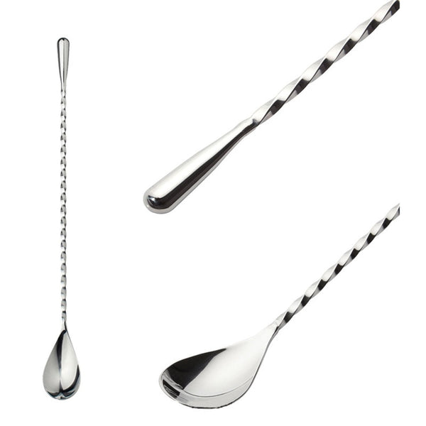 1pcs stainless steel stick fork spoon cocktail spoon spiral kitchen utensils double stick stir stick cocktail bar bar utensils