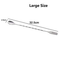 1pcs stainless steel stick fork spoon cocktail spoon spiral kitchen utensils double stick stir stick cocktail bar bar utensils