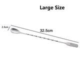 1pcs stainless steel stick fork spoon cocktail spoon spiral kitchen utensils double stick stir stick cocktail bar bar utensils