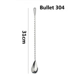 1pcs stainless steel stick fork spoon cocktail spoon spiral kitchen utensils double stick stir stick cocktail bar bar utensils
