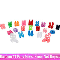 Random 1 Set Doll Accessories for Barbie Doll Shoes Boots Mini Dress Handbags Crown Hangers Glasses Doll Clothes Kids Toys 12&#39;&#39;
