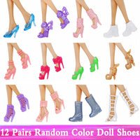 Random 1 Set Doll Accessories for Barbie Doll Shoes Boots Mini Dress Handbags Crown Hangers Glasses Doll Clothes Kids Toys 12&#39;&#39;