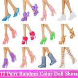 Random 1 Set Doll Accessories for Barbie Doll Shoes Boots Mini Dress Handbags Crown Hangers Glasses Doll Clothes Kids Toys 12&#39;&#39;
