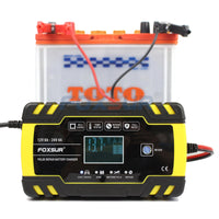 FOXSUR 12V 24V 8A Automatic Smart Battery Charger, 3-stage smart Battery Charger, Car Battery Charger for GEL WET AGM Battery