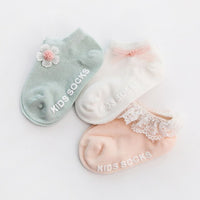 3 Pairs/Pack Baby Socks Newborn Cotton Ankle Socks Toddler Anti-slip Floor Sock Baby Girls Bowknot Flower Socks Princess
