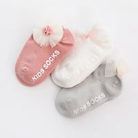 3 Pairs/Pack Baby Socks Newborn Cotton Ankle Socks Toddler Anti-slip Floor Sock Baby Girls Bowknot Flower Socks Princess