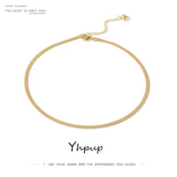 Yhpup Charm New Geometric Snake Chain Necklace Trendy Stainless Steel Jewelry Gold Metal Necklace брелок for Women Gift 2021