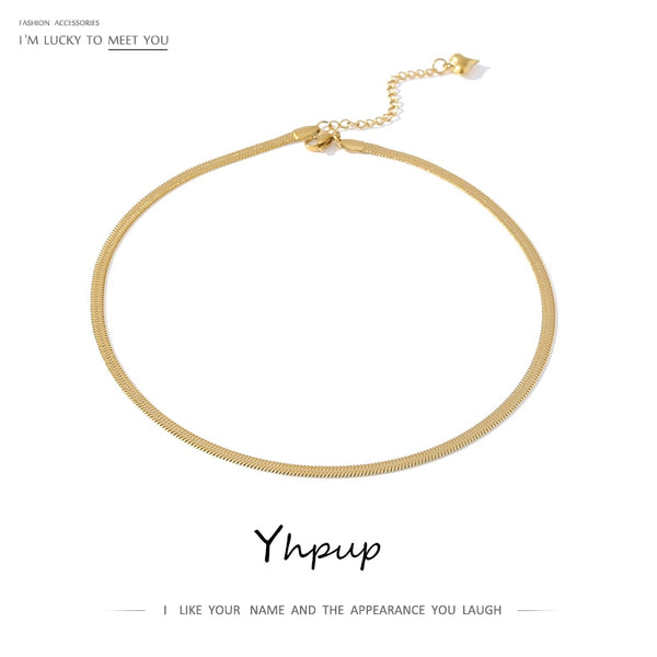 Yhpup Charm New Geometric Snake Chain Necklace Trendy Stainless Steel Jewelry Gold Metal Necklace брелок for Women Gift 2021