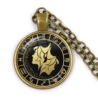 12 Constellation Scorpio Sagittarius Capricorn Aquarius Pendant Antique Bronze Necklace Glass Dome Zodiac Jewelry For Gift