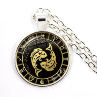 12 Constellation Scorpio Sagittarius Capricorn Aquarius Pendant Antique Bronze Necklace Glass Dome Zodiac Jewelry For Gift