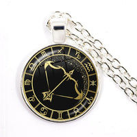12 Constellation Scorpio Sagittarius Capricorn Aquarius Pendant Antique Bronze Necklace Glass Dome Zodiac Jewelry For Gift