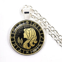 12 Constellation Scorpio Sagittarius Capricorn Aquarius Pendant Antique Bronze Necklace Glass Dome Zodiac Jewelry For Gift