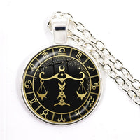 12 Constellation Scorpio Sagittarius Capricorn Aquarius Pendant Antique Bronze Necklace Glass Dome Zodiac Jewelry For Gift