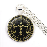 12 Constellation Scorpio Sagittarius Capricorn Aquarius Pendant Antique Bronze Necklace Glass Dome Zodiac Jewelry For Gift