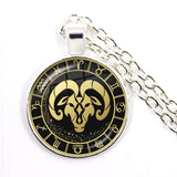 12 Constellation Scorpio Sagittarius Capricorn Aquarius Pendant Antique Bronze Necklace Glass Dome Zodiac Jewelry For Gift