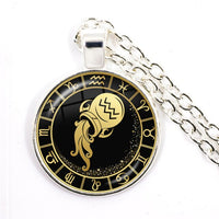 12 Constellation Scorpio Sagittarius Capricorn Aquarius Pendant Antique Bronze Necklace Glass Dome Zodiac Jewelry For Gift