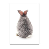 Grey Rabbit Animal Posters and Prints Canvas Art Painting Cute Bunny Wall Art Nursery Decorative Picture Nordic Kids Decoration