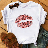 Maycaur Fashion Leopard Print Love T-shirts Mouse Female Shirt Casual White Women Tshirts Harajuku T Shirt Femme Tops Tees