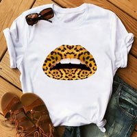 Maycaur Fashion Leopard Print Love T-shirts Mouse Female Shirt Casual White Women Tshirts Harajuku T Shirt Femme Tops Tees