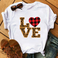 Maycaur Fashion Leopard Print Love T-shirts Mouse Female Shirt Casual White Women Tshirts Harajuku T Shirt Femme Tops Tees
