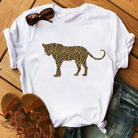 Maycaur Fashion Leopard Print Love T-shirts Mouse Female Shirt Casual White Women Tshirts Harajuku T Shirt Femme Tops Tees