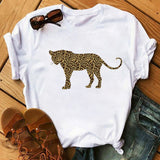 Maycaur Fashion Leopard Print Love T-shirts Mouse Female Shirt Casual White Women Tshirts Harajuku T Shirt Femme Tops Tees