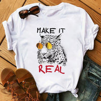 Maycaur Fashion Leopard Print Love T-shirts Mouse Female Shirt Casual White Women Tshirts Harajuku T Shirt Femme Tops Tees