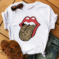 Maycaur Fashion Leopard Print Love T-shirts Mouse Female Shirt Casual White Women Tshirts Harajuku T Shirt Femme Tops Tees