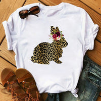 Maycaur Fashion Leopard Print Love T-shirts Mouse Female Shirt Casual White Women Tshirts Harajuku T Shirt Femme Tops Tees
