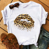 Maycaur Fashion Leopard Print Love T-shirts Mouse Female Shirt Casual White Women Tshirts Harajuku T Shirt Femme Tops Tees