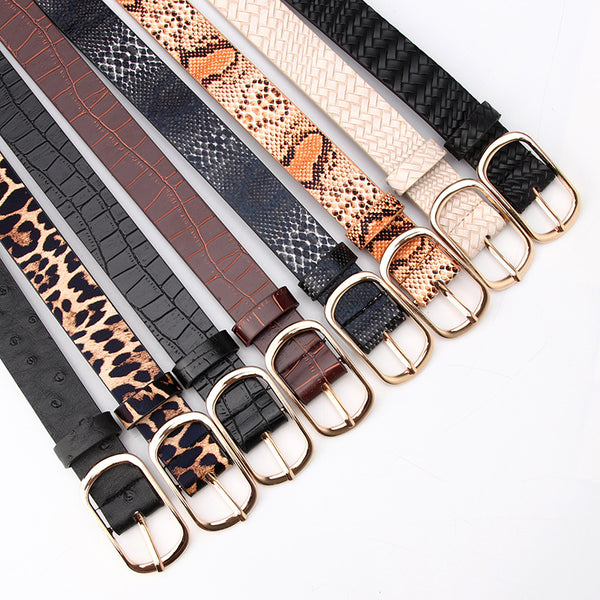 2020 Vintage Snake Leopard Print Belt for Women Black Fashion Waist Leather Belt for Lady Female Waistband Belts