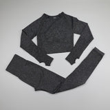 2 Piece Seamless Yoga Set Women Gym Clothing Fitness Long Sleeve Crop Top+High Waist Workout Leggings Sports Suit 10 Colors
