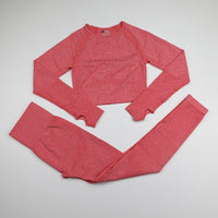 2 Piece Seamless Yoga Set Women Gym Clothing Fitness Long Sleeve Crop Top+High Waist Workout Leggings Sports Suit 10 Colors