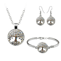Vintage Tree Of Life Tai Chi Butterfly Jewelry Set Art Picture Glass Dome Cabochon Neckalce Bracelet Earrings For Women