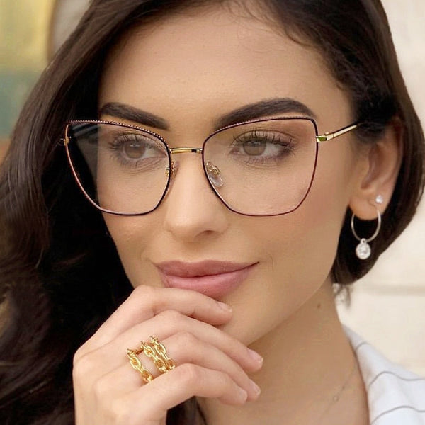 2020 New Luxury Brand Anti-blue Light Square Clear Glasses Frame For Women Retro Computer Goggle Cat Eye Eyeglasses Transparent