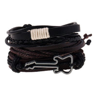 Vintage Handmade Feather Multilayer Leather Bracelet Sets Men Fashion Braiding Coffee Rope Wrap Bracelets &amp; Bangles Male Gift