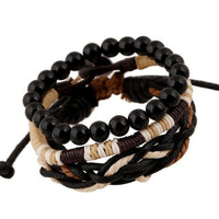 Vintage Handmade Feather Multilayer Leather Bracelet Sets Men Fashion Braiding Coffee Rope Wrap Bracelets &amp; Bangles Male Gift