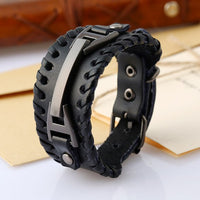 Vintage Handmade Feather Multilayer Leather Bracelet Sets Men Fashion Braiding Coffee Rope Wrap Bracelets &amp; Bangles Male Gift