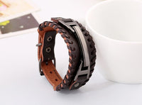 Vintage Handmade Feather Multilayer Leather Bracelet Sets Men Fashion Braiding Coffee Rope Wrap Bracelets &amp; Bangles Male Gift