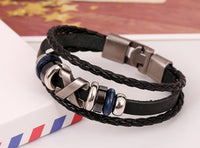 Vintage Handmade Feather Multilayer Leather Bracelet Sets Men Fashion Braiding Coffee Rope Wrap Bracelets &amp; Bangles Male Gift