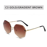 ZXWLYXGX Design Fashion Lady Sun glasses 2020 Rimless Women Sunglasses Vintage Alloy Frame Classic Brand Designer Shades Oculos