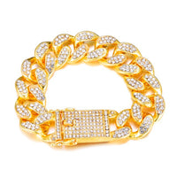 Hip Hop 1Set 20MM Full Heavy Iced Out Paved Rhinestone Miami Curb Cuban Chain CZ Bling Rapper Bracelet Necklaces For Men Jewelry