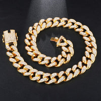 Hip Hop 1Set 20MM Full Heavy Iced Out Paved Rhinestone Miami Curb Cuban Chain CZ Bling Rapper Bracelet Necklaces For Men Jewelry
